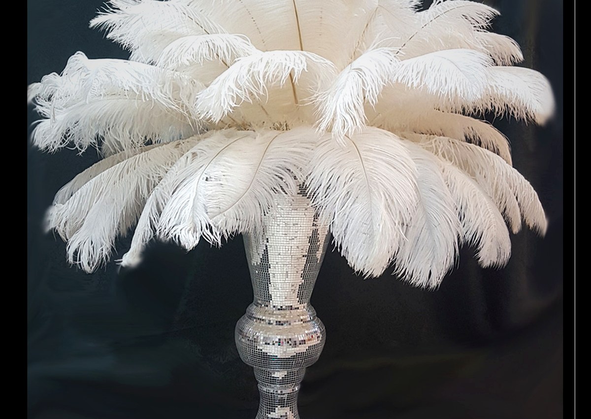 Luxury white ostrich feather arrangement