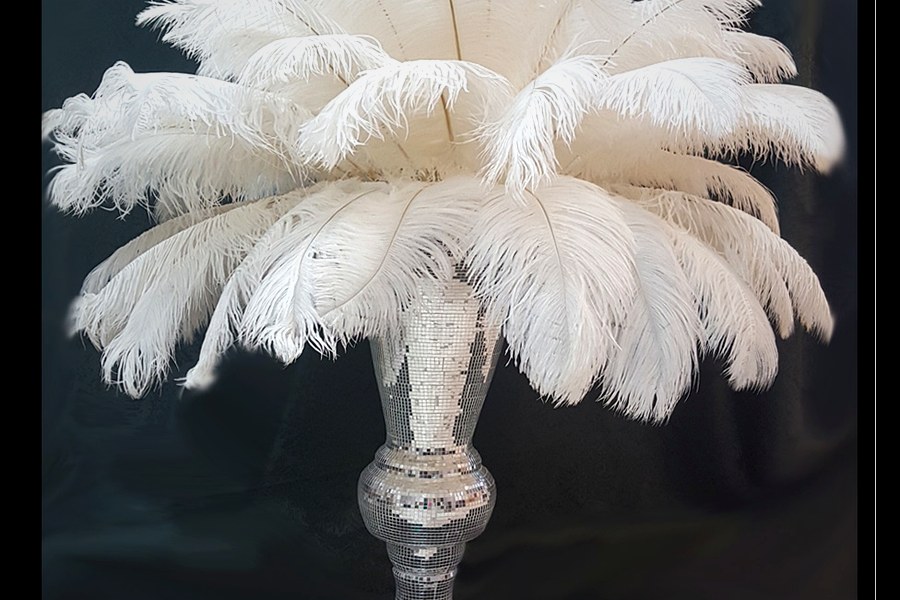White feather table centrepiece